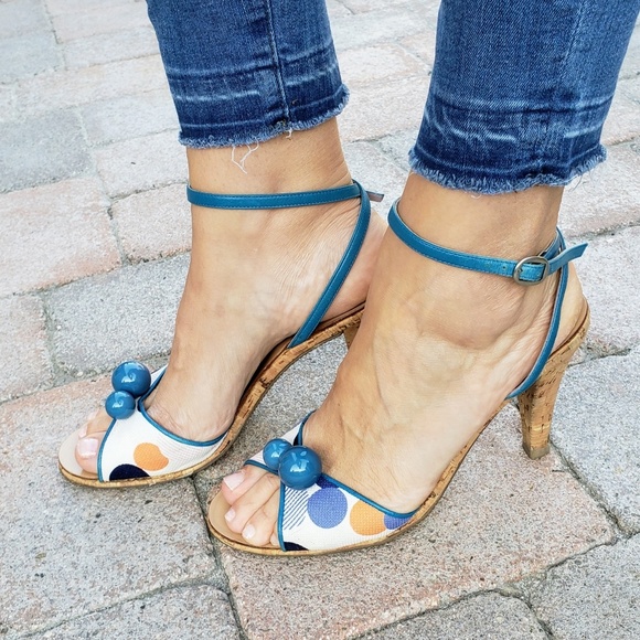 Marc Jacobs Shoes - Marc Jacobs Cork Heel Retro Bauble Dot Sandals 8